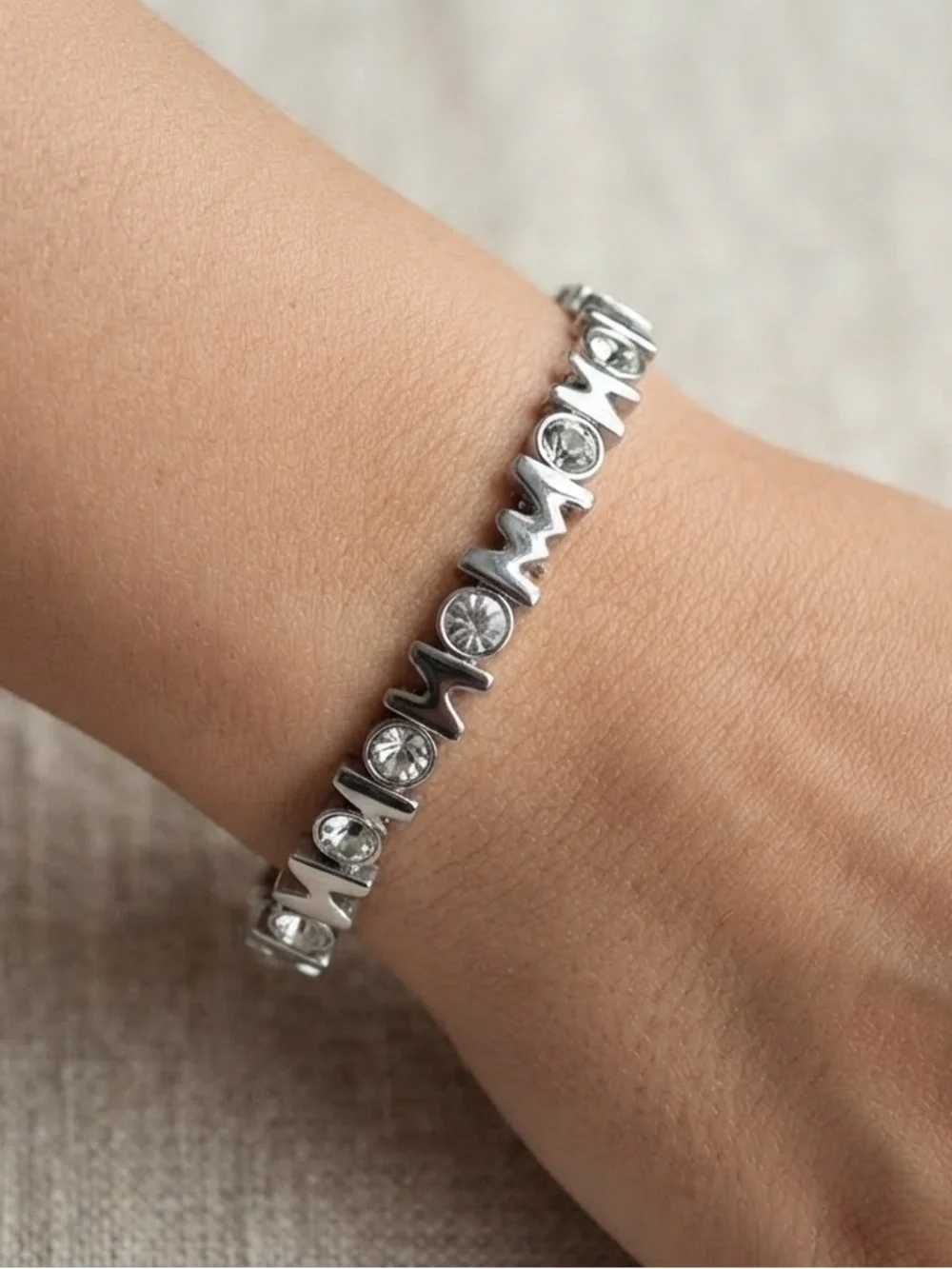 Silver Crystal Accent Women's Bracelet - Elegant Sparkle